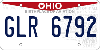 OH license plate GLR6792