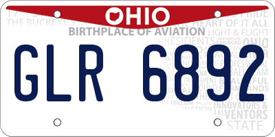OH license plate GLR6892