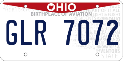 OH license plate GLR7072