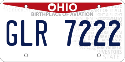 OH license plate GLR7222