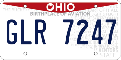 OH license plate GLR7247