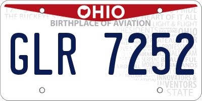 OH license plate GLR7252