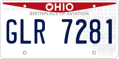 OH license plate GLR7281
