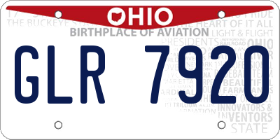 OH license plate GLR7920