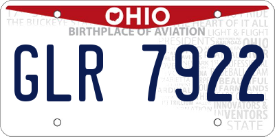 OH license plate GLR7922