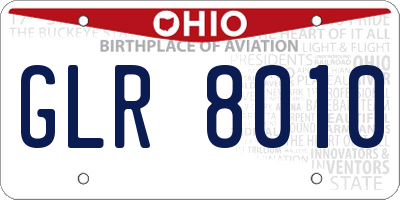OH license plate GLR8010