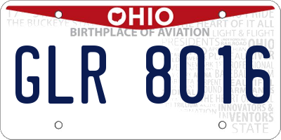 OH license plate GLR8016