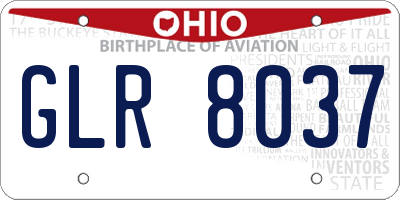 OH license plate GLR8037