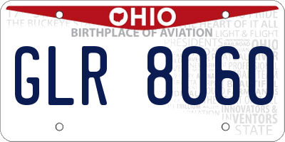 OH license plate GLR8060