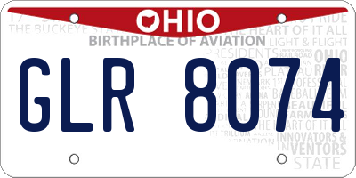 OH license plate GLR8074