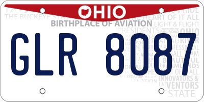 OH license plate GLR8087