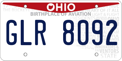 OH license plate GLR8092