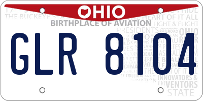 OH license plate GLR8104