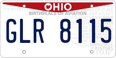 OH license plate GLR8115