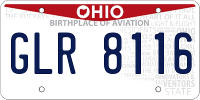 OH license plate GLR8116