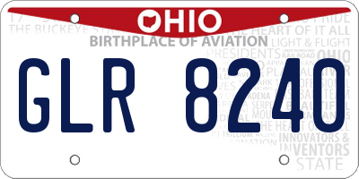 OH license plate GLR8240