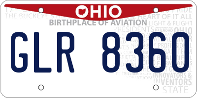 OH license plate GLR8360
