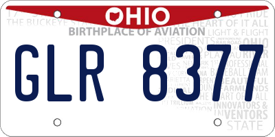 OH license plate GLR8377