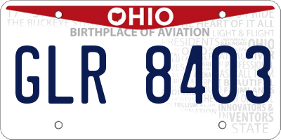 OH license plate GLR8403