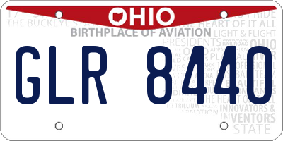 OH license plate GLR8440