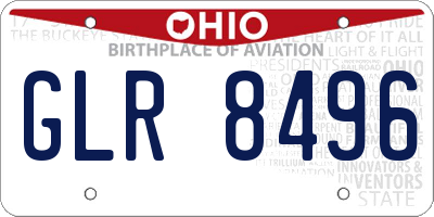 OH license plate GLR8496