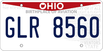 OH license plate GLR8560