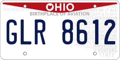 OH license plate GLR8612