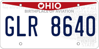 OH license plate GLR8640