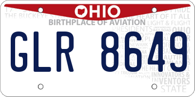 OH license plate GLR8649