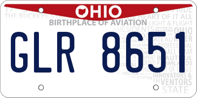 OH license plate GLR8651