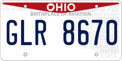 OH license plate GLR8670