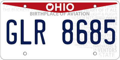 OH license plate GLR8685