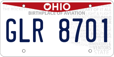 OH license plate GLR8701