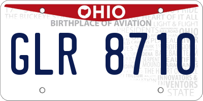 OH license plate GLR8710