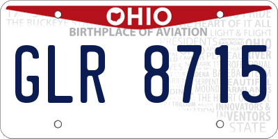 OH license plate GLR8715