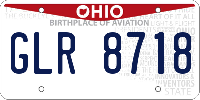 OH license plate GLR8718