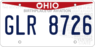 OH license plate GLR8726