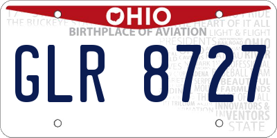 OH license plate GLR8727