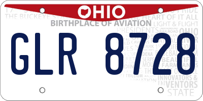 OH license plate GLR8728