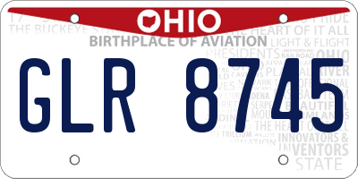 OH license plate GLR8745