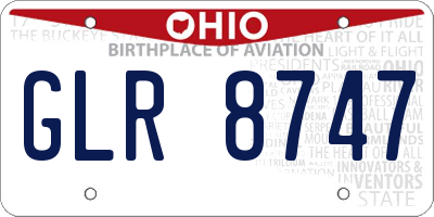 OH license plate GLR8747