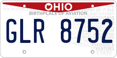 OH license plate GLR8752