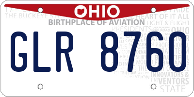 OH license plate GLR8760