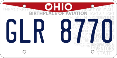 OH license plate GLR8770