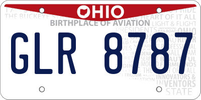 OH license plate GLR8787