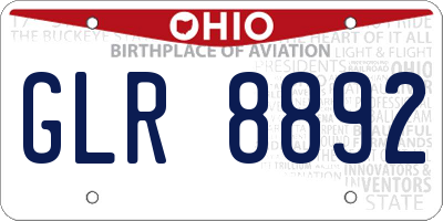 OH license plate GLR8892