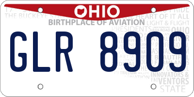 OH license plate GLR8909