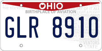 OH license plate GLR8910
