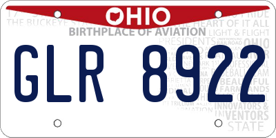 OH license plate GLR8922