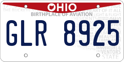 OH license plate GLR8925